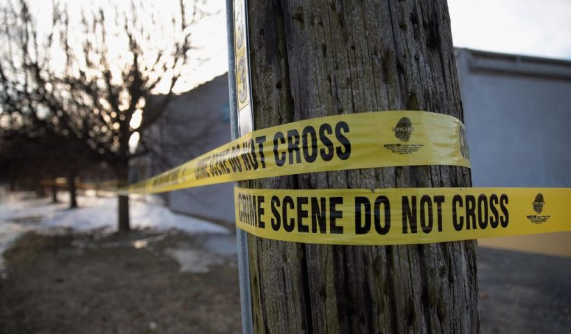 AURORA, ILLINOIS - FEBRUARY 16: Crime scene tape surrounds the Shetland Business Park following yesterday's shooting at the Henry Pratt Company on February 16, 2019 in Aurora, Illinois. Five people were killed and 5 police officers wounded by a former employee armed with a handgun. The gunman, who was killed by police, has been identified as Gary Martin. (Photo by Scott Olson/Getty Images)