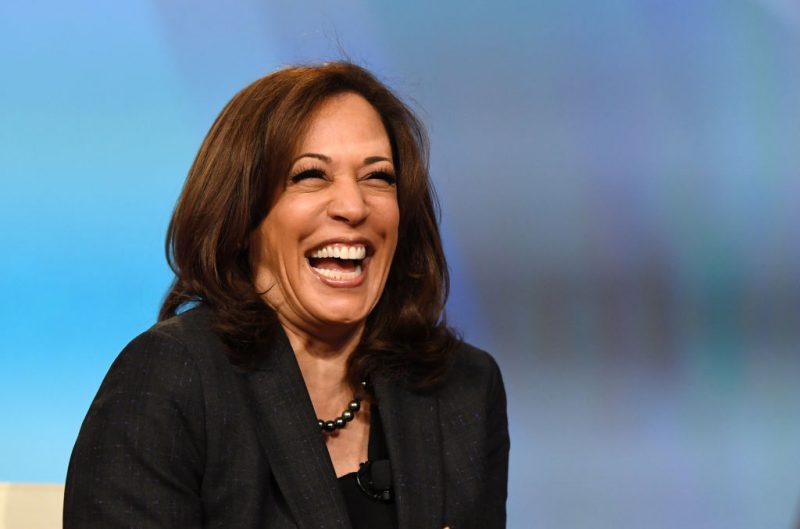 LAS VEGAS, NEVADA - MARCH 01: U.S. Sen. Kamala Harris (D-CA) laughs while speaking at the "Conversations that Count" event during the Black Enterprise Women of Power Summit at The Mirage Hotel & Casino on March 1, 2019 in Las Vegas, Nevada. Harris is campaigning for the 2020 Democratic nomination for president. (Photo by Ethan Miller/Getty Images)