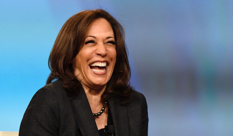 LAS VEGAS, NEVADA - MARCH 01: U.S. Sen. Kamala Harris (D-CA) laughs while speaking at the "Conversations that Count" event during the Black Enterprise Women of Power Summit at The Mirage Hotel & Casino on March 1, 2019 in Las Vegas, Nevada. Harris is campaigning for the 2020 Democratic nomination for president. (Photo by Ethan Miller/Getty Images)