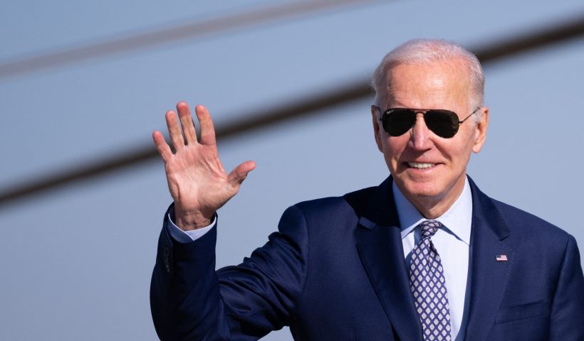 US President Joe Biden walks to board Air Force One at Joint Base Andrews in Maryland on November 3, 2022. - (Photo by SAUL LOEB / AFP) (Photo by SAUL LOEB/AFP via Getty Images)