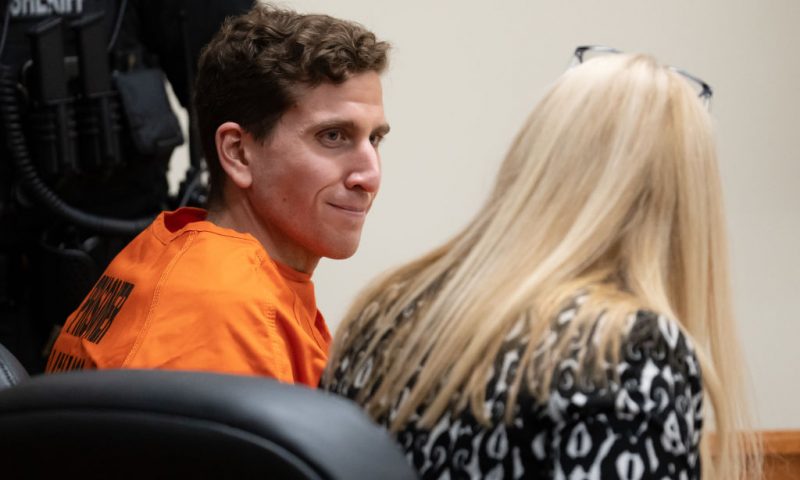 MOSCOW, IDAHO - JANUARY 05: Bryan Kohberger looks toward his attorney, public defender Anne Taylor, right, during a hearing in Latah County District Court on January 5, 2023, in Moscow, Idaho. Kohberger has been arrested for the murders of four University of Idaho students in November 2022. (Photo by Ted S. Warren - Pool/Getty Images)