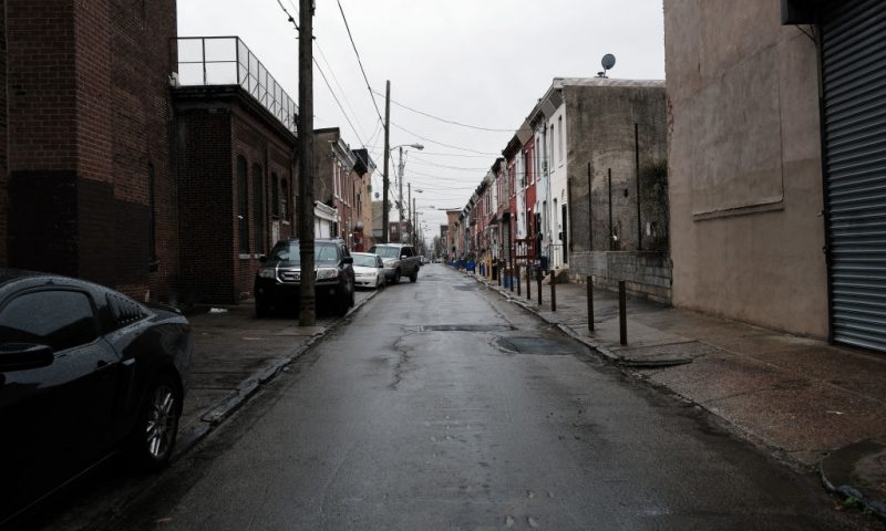 PHILADELPHIA, PENNSYLVANIA - MARCH 24: Buildings stand in the neighborhood where the West Kensington Ministry operates a food pantry supported by the non-profit Small Things on March 24, 2021 in Philadelphia, Pennsylvania. Small Things, which was founded by Pastor Vito Baldini, a former heroin addict, distributes over 3 million pounds of food per year from its warehouse to area churches, food pantries, shelters and other places of need. The non-profit has witnessed a surge in the need for food during the coronavirus pandemic and its toll on the area’s economy in a city where 1 in 4 families live below the official poverty line. (Photo by Spencer Platt/Getty Images)