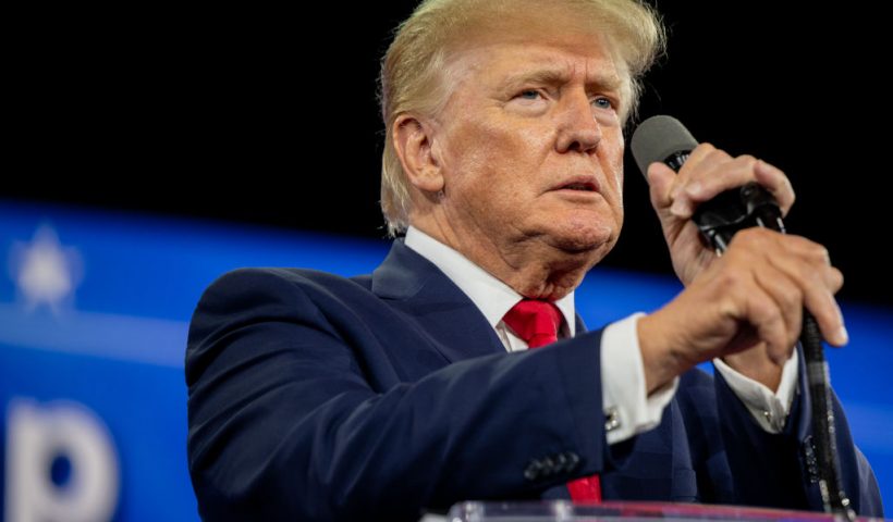 DALLAS, TEXAS - AUGUST 06: Former U.S. President Donald Trump speaks at the Conservative Political Action Conference (CPAC) at the Hilton Anatole on August 06, 2022 in Dallas, Texas. CPAC began in 1974, and is a conference that brings together and hosts conservative organizations, activists, and world leaders in discussing current events and future political agendas. (Photo by Brandon Bell/Getty Images)