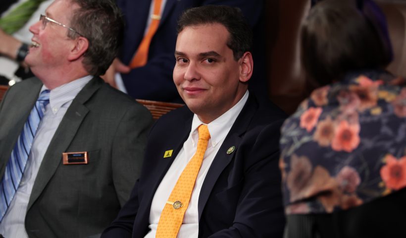 WASHINGTON, DC - FEBRUARY 07: U.S. Rep. George Santos (R-NY) waits for President Joe Biden's State of the Union address during a joint meeting of Congress in the House Chamber of the U.S. Capitol on February 07, 2023 in Washington, DC. The speech marks Biden's first address to the new Republican-controlled House. (Photo by Win McNamee/Getty Images)