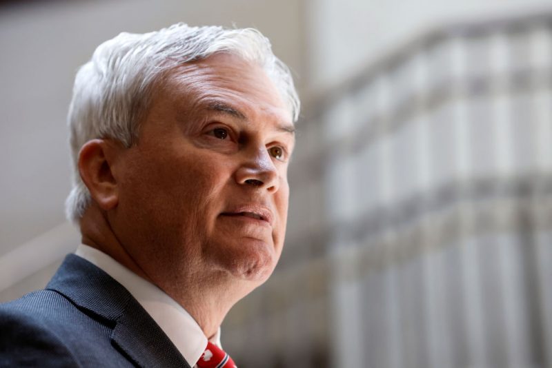 WASHINGTON, DC - JUNE 05: House Oversight and Accountability Committee Chairman James Comer (R-KY) speaks to reporters after attending an FBI briefing in the House Sensitive Compartmented Information Facility (SCIF) at the U.S. Capitol Building on June 05, 2023 in Washington, DC. The chairman and ranking member of the House Oversight and Accountability Committee attended the briefing to review documents pertaining to U.S. President Joe Biden's alleged acceptance of a bribe as vice president, from a foreign national. (Photo by Anna Moneymaker/Getty Images)