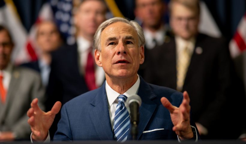 AUSTIN, TEXAS - JUNE 08: Texas Gov. Greg Abbott speaks during a news conference at the Texas State Capitol on June 08, 2023 in Austin, Texas. Gov. Abbott and Texas Department of Public Safety Director Steve McCraw joined bill authors, sponsors, legislators and law enforcement members in the signing of bills designated towards enhancing border security along the southern border. (Photo by Brandon Bell/Getty Images)