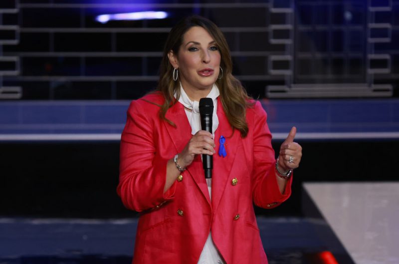 MIAMI, FLORIDA - NOVEMBER 08: RNC Chairwoman Ronna McDaniel delivers remarks before the NBC News Republican Presidential Primary Debate at the Adrienne Arsht Center for the Performing Arts of Miami-Dade County on November 8, 2023 in Miami, Florida. Five presidential hopefuls including, former New Jersey Gov. Chris Christie, former U.N. Ambassador Nikki Haley, Florida Gov. Ron DeSantis, Vivek Ramaswamy and U.S. Sen. Tim Scott (R-SC), squared off in the third Republican primary debate as former U.S. President Donald Trump, currently facing indictments in four locations, declined again to participate. (Photo by Joe Raedle/Getty Images)