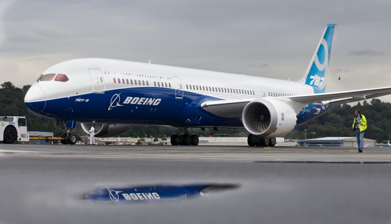 SEATTLE, WASHINGTON - SEPTEMBER 17: A Boeing 787-9 Dreamliner taxis after concluding its first flight September 17, 2013 at Boeing Field in Seattle, Washington. The 787-9 is twenty feet longer than the original 787-8, can carry more passengers and more fuel. (Stephen Brashear/Getty Images)