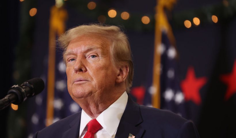 WATERLOO, IOWA - DECEMBER 19: Republican presidential candidate and former U.S. President Donald Trump looks on during a campaign event on December 19, 2023 in Waterloo, Iowa. Iowa Republicans will be the first to select their party's nomination for the 2024 presidential race, when they go to caucus on January 15, 2024. (Photo by Scott Olson/Getty Images)