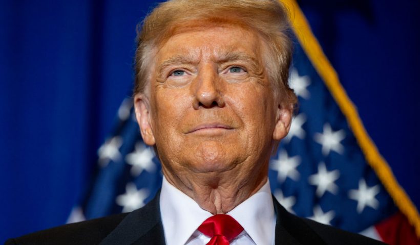 ATKINSON, NEW HAMPSHIRE - JANUARY 16: Republican presidential candidate, former U.S. President Donald Trump looks on during a campaign rally at the Atkinson Country Club on January 16, 2024 in Atkinson, New Hampshire. Trump won this week's Iowa caucus, solidifying him as the lead Republican nominee in the first balloting of 2024. The former U.S. President heads to Atkinson, New Hampshire today as he continues campaigning during the primary election. (Photo by Brandon Bell/Getty Images)