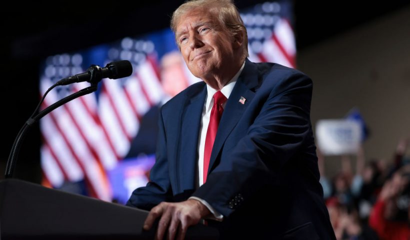 RICHMOND, VIRGINIA - MARCH 02: Republican presidential candidate and former President Donald Trump speaks during a Get Out the Vote Rally March 2, 2024 in Richmond, Virginia. Sixteen states, including Virginia, will vote during Super Tuesday on March 5. (Photo by Win McNamee/Getty Images)