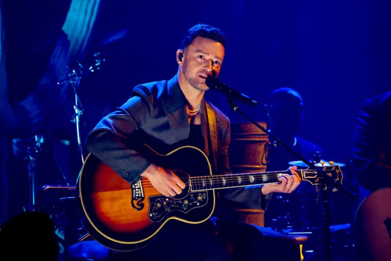 HOLLYWOOD, CALIFORNIA - APRIL 01: Justin Timberlake performs onstage during the 2024 iHeartRadio Music Awards at Dolby Theatre on April 01, 2024 in Hollywood, California. (Photo by Amy Sussman/Getty Images)