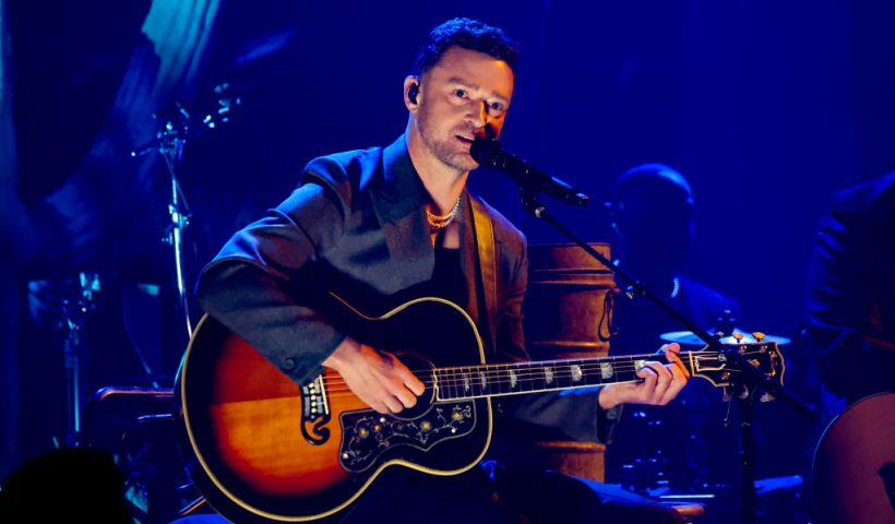 HOLLYWOOD, CALIFORNIA - APRIL 01: Justin Timberlake performs onstage during the 2024 iHeartRadio Music Awards at Dolby Theatre on April 01, 2024 in Hollywood, California. (Photo by Amy Sussman/Getty Images)