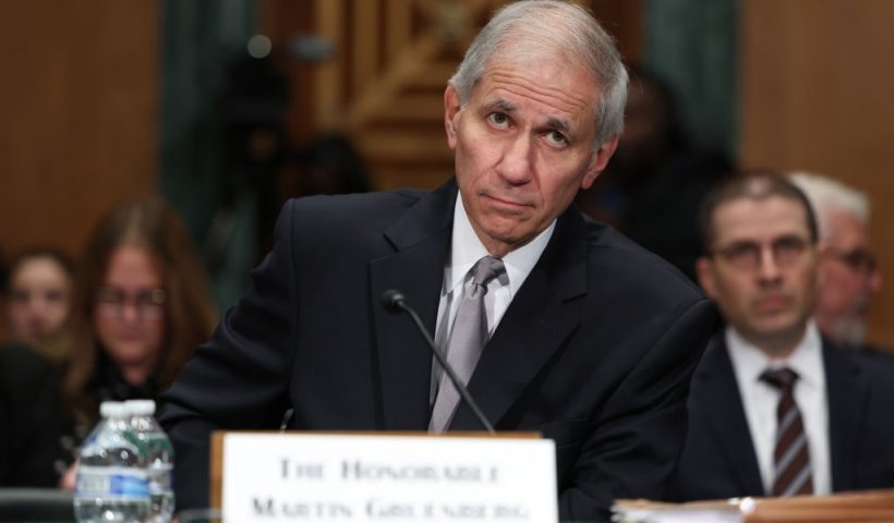 WASHINGTON, DC - MAY 16: Martin Gruenberg, Chair of the Federal Deposit Insurance Corporation (FDIC) testifies before the Senate Banking, Housing, and Urban Affairs Committee on Capitol Hill on May 16, 2024 in Washington, DC. The Committee questioned Gruenberg on a recent report that exposed a toxic work environment at the FDIC with alleged ongoing instances of harassment and mistreatment of employees. (Photo by Kevin Dietsch/Getty Images)