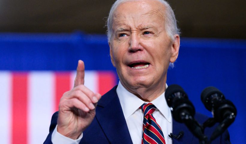 US President Joe Biden speaks about the PACT Act, which expands coverage for veterans exposed to toxic substances, at the Westwood Park YMCA in Nashua, New Hampshire, on May 21, 2024. (Photo by Mandel NGAN / AFP) (Photo by MANDEL NGAN/AFP via Getty Images)