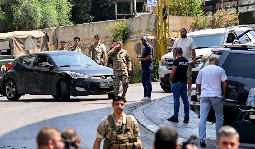 Lebanese army forces deploy near the US embassy in Beirut on June 5, 2024, after a Syrian man was arrested following a shooting near the embassy. (Photo by JOSEPH EID / AFP) (Photo by JOSEPH EID/AFP via Getty Images)