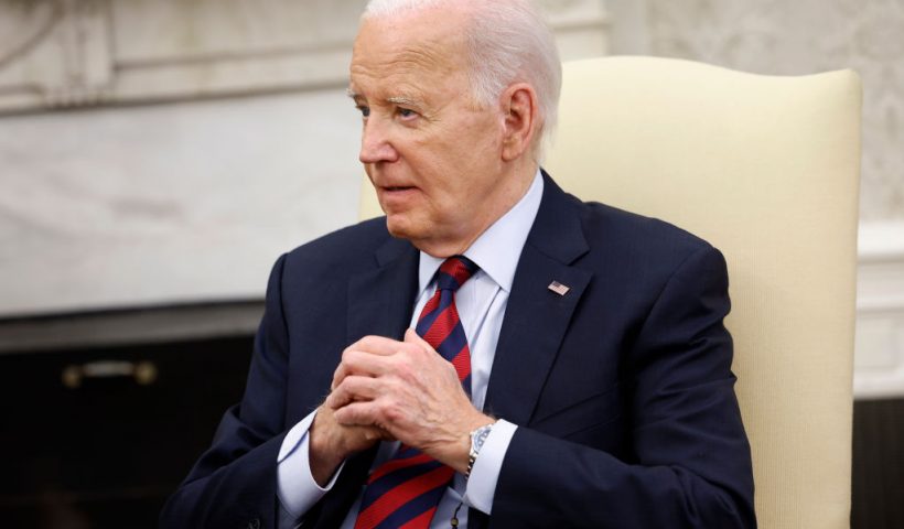 WASHINGTON, DC - JUNE 17: U.S. President Joe Biden participates in a meeting with NATO Secretary General Jens Stoltenberg in the Oval Office of the White House on June 17, 2024 in Washington, DC. Stoltenberg is meeting with Biden and other administration officials ahead of next month’s NATO Summit hosted by the United States. (Photo by Kevin Dietsch/Getty Images)