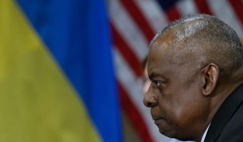 US Secretary of Defense Lloyd Austin attends a meeting with Ukrainian Defense Minister Rustem Umerov at the Pentagon in Washington, DC, on July 2, 2024. (Photo by Drew ANGERER / AFP) (Photo by DREW ANGERER/AFP via Getty Images)