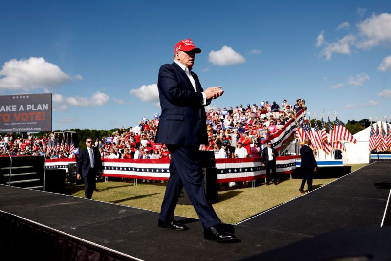 CHESAPEAKE, VIRGINIA - JUNE 28: Republican presidential candidate, former U.S. President Donald Trump walks offstafe after giving remarks at a rally at Greenbrier Farms on June 28, 2024 in Chesapeake, Virginia. Last night Trump and U.S. President Joe Biden took part in the first presidential debate of the 2024 campaign. (Photo by Anna Moneymaker/Getty Images)