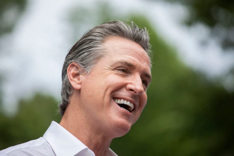 SOUTH HAVEN, MICHIGAN - JULY 4: California Gov. Gavin Newsom campaigns for President Joe Biden at the Van Buren County Democratic Party's "BBQ for Biden-Harris" event on July 4, 2024 in South Haven, Michigan. Gov. Newsom's name has been mentioned as a possible replacement for President Biden should the President decide to not run for re-election following his recent debate performance against former President Donald Trump. (Photo by Bill Pugliano/Getty Images)