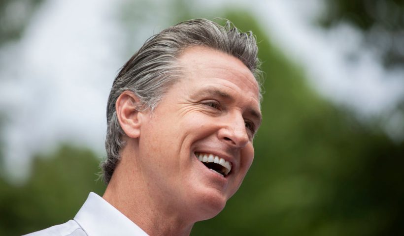 SOUTH HAVEN, MICHIGAN - JULY 4: California Gov. Gavin Newsom campaigns for President Joe Biden at the Van Buren County Democratic Party's "BBQ for Biden-Harris" event on July 4, 2024 in South Haven, Michigan. Gov. Newsom's name has been mentioned as a possible replacement for President Biden should the President decide to not run for re-election following his recent debate performance against former President Donald Trump. (Photo by Bill Pugliano/Getty Images)