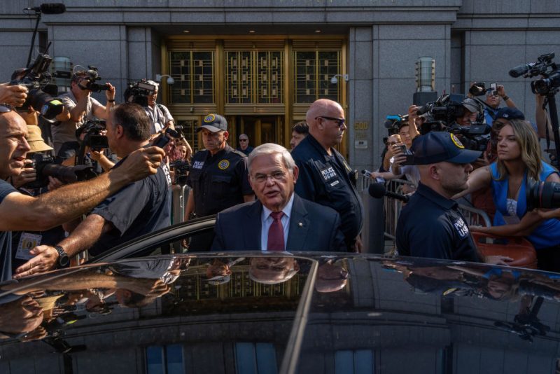 NEW YORK, NEW YORK - JULY 15: U.S. Sen. Bob Menendez (D-NJ) leaves Manhattan federal court on July 15, 2024 in New York City. Menendez and his wife Nadine are accused of taking bribes of gold bars, a luxury car, and cash in exchange for using Menendez's position to help the government of Egypt and other corrupt acts according to an indictment from the Southern District of New York. The jury has begun deliberations in the trial. (Photo by Adam Gray/Getty Images)