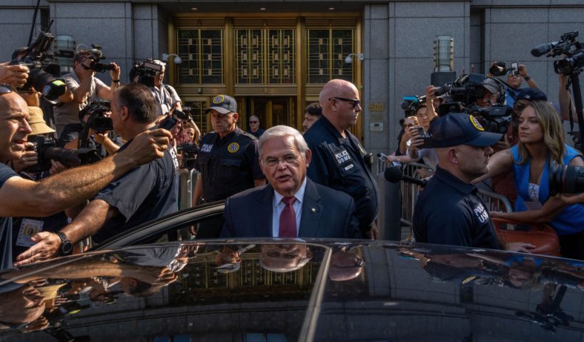 NEW YORK, NEW YORK - JULY 15: U.S. Sen. Bob Menendez (D-NJ) leaves Manhattan federal court on July 15, 2024 in New York City. Menendez and his wife Nadine are accused of taking bribes of gold bars, a luxury car, and cash in exchange for using Menendez's position to help the government of Egypt and other corrupt acts according to an indictment from the Southern District of New York. The jury has begun deliberations in the trial. (Photo by Adam Gray/Getty Images)