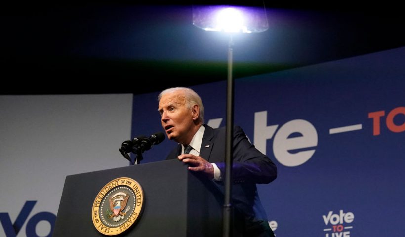 US President Joe Biden speaks on economics during the Vote To Live Properity Summit at the College of Southern Nevada in Las Vegas, Nevada, on July 16, 2024. (Photo by Kent Nishimura / AFP) (Photo by KENT NISHIMURA/AFP via Getty Images)