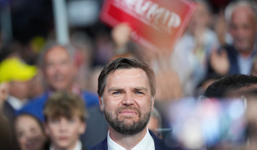 MILWAUKEE, WISCONSIN - JULY 15: Trump's pick for Vice President, U.S. Sen. J.D. Vance (R-OH) arrives on the first day of the Republican National Convention at the Fiserv Forum on July 15, 2024 in Milwaukee, Wisconsin. Delegates, politicians, and the Republican faithful are in Milwaukee for the annual convention, concluding with former President Donald Trump accepting his party's presidential nomination. The RNC takes place from July 15-18. (Photo by Andrew Harnik/Getty Images)