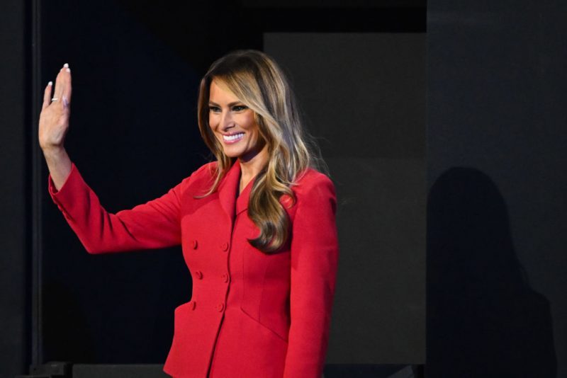 MILWAUKEE, WISCONSIN - JULY 18: Former first lady Melania Trump arrives on the fourth day of the Republican National Convention at the Fiserv Forum on July 18, 2024 in Milwaukee, Wisconsin. Delegates, politicians, and the Republican faithful are in Milwaukee for the annual convention, concluding with former President Donald Trump accepting his party's presidential nomination. The RNC takes place from July 15-18. (Photo by Leon Neal/Getty Images)