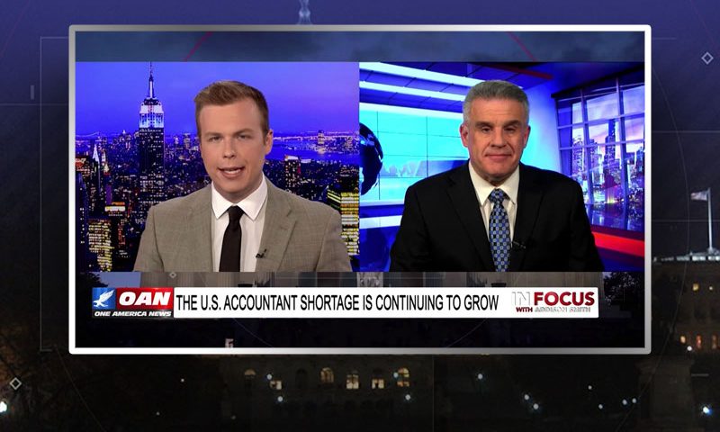 Video still from Dan Geltrude's interview with In Focus on One America News Network