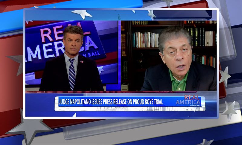 Video still from Andrew Napolitano's interview with Real America on One America News Network