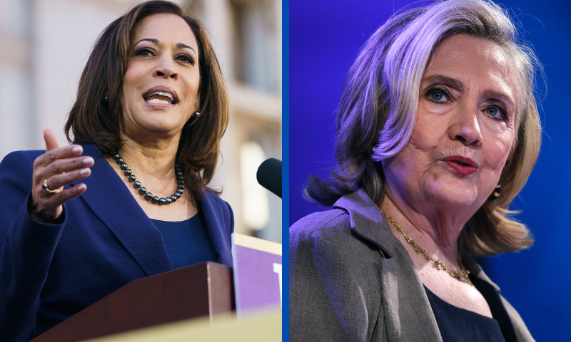 L| Kamala Harris Launches Presidential Campaign In Her Hometown Of Oakland OAKLAND, CA - JANUARY 27: Senator Kamala Harris (D-CA) speaks to her supporters during her presidential campaign launch rally in Frank H. Ogawa Plaza on January 27, 2019, in Oakland, California. Twenty thousand people turned out to see the Oakland native launch her presidential campaign in front of Oakland City Hall. (Photo by Mason Trinca/Getty Images) R| Clinton Global Initiative Returns To New York For First Time Since 2015 NEW YORK, NEW YORK - SEPTEMBER 19: Former Secretary of State Hillary Rodham Clinton speaks during the Clinton Global Initiative (CGI), a meeting of international leaders that looks to help solve global problems, on September 19, 2022 in New York City. CGI, which hasn’t met since 2016, has assisted over 435 million people in more than 180 countries since it was established in 2005. The two-day event, which occurs as the United Nations General Assembly is in New York, will see dozens of world leaders and those working for change across the world. (Photo by Spencer Platt/Getty Images)