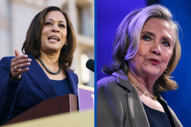 L| Kamala Harris Launches Presidential Campaign In Her Hometown Of Oakland
OAKLAND, CA - JANUARY 27: Senator Kamala Harris (D-CA) speaks to her supporters during her presidential campaign launch rally in Frank H. Ogawa Plaza on January 27, 2019, in Oakland, California. Twenty thousand people turned out to see the Oakland native launch her presidential campaign in front of Oakland City Hall. (Photo by Mason Trinca/Getty Images) R| Clinton Global Initiative Returns To New York For First Time Since 2015
NEW YORK, NEW YORK - SEPTEMBER 19: Former Secretary of State Hillary Rodham Clinton speaks during the Clinton Global Initiative (CGI), a meeting of international leaders that looks to help solve global problems, on September 19, 2022 in New York City. CGI, which hasn’t met since 2016, has assisted over 435 million people in more than 180 countries since it was established in 2005. The two-day event, which occurs as the United Nations General Assembly is in New York, will see dozens of world leaders and those working for change across the world. (Photo by Spencer Platt/Getty Images)