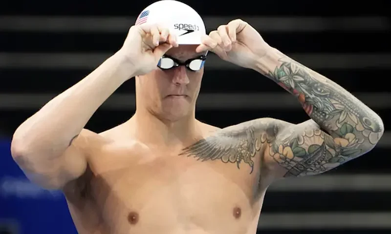 USA swimmer Caeleb Dressel during swim practice at the 2024 Paris Olympic Summer Games. Mandatory Credit: Rob Schumacher-USA TODAY Sports