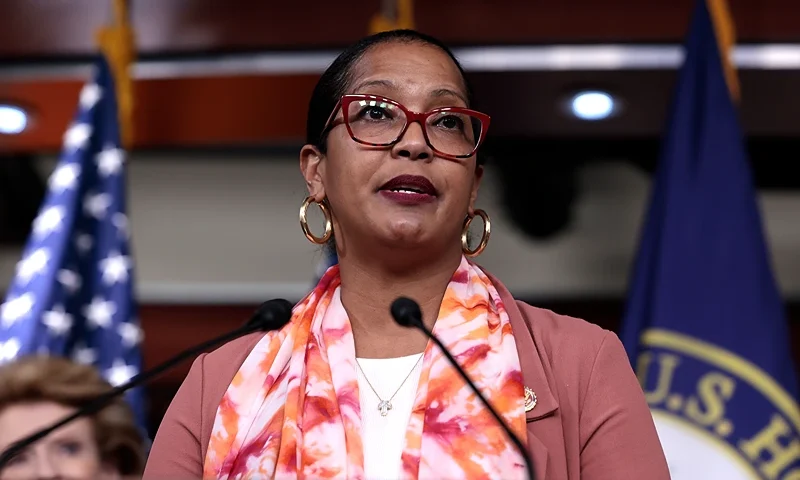 WASHINGTON, DC - MAY 17: Rep. Jahana Hayes (D-CT) speaks at a press conference on the introduction of legislation to help Americans with the nationwide baby formula shortage at the U.S. Capitol Building on May 17, 2022 in Washington, DC. Later this month the House Appropriations Committee will be holding two hearings to examine the recall of infant formula produced at an Abbott facility, the U.S. Food and Drug Administration’s (FDA) handling of the recall, and the subsequent nationwide infant formula shortage. (Photo by Anna Moneymaker/Getty Images)