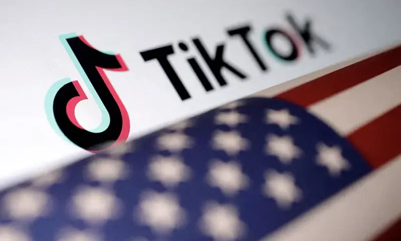 U.S. flag is placed on a TikTok logo in this illustration taken March 20, 2024. REUTERS/Dado Ruvic/Illustration/File Photo