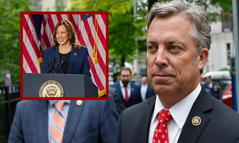 (L) Vice President Kamala Harris, the presumptive Democratic nominee, holds a campaign event in West Allis, WI, on Tuesday, July 23, 2024. (Photo by Dominic Gwinn / Middle East Images / Middle East Images via AFP) (Photo by DOMINIC GWINN/Middle East Images/AFP via Getty Images) / (R) NEW YORK, NEW YORK - MAY 16: Rep. Andy Ogles (R-TN) arrives alongside other House Republicans at a press conference at Collect Pond Park outside of Manhattan Criminal Court during former U.S. President Donald Trump's hush money trial on May 16, 2024 in New York City. Michael Cohen, former U.S. President Donald Trump's former attorney, is taking the stand again today to continue his cross examination by the defense in the former president's hush money trial. Cohen's $130,000 payment to Stormy Daniels is tied to Trump's 34 felony counts of falsifying business records in the first of his criminal cases to go to trial. (Photo by Michael M. Santiago/Getty Images)