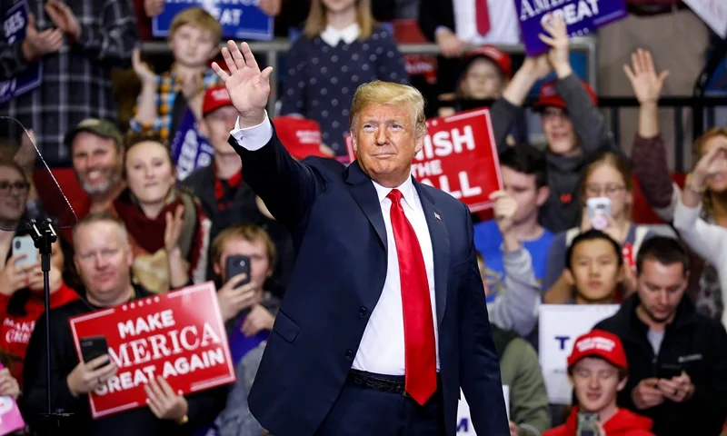 President Trump Holds Campaign Rally In Fort Wayne, Indiana FORT WAYNE, IN - NOVEMBER 05: U.S. President Donald Trump arrives at a campaign rally for Republican Senate candidate Mike Braun at the County War Memorial Coliseum November 5, 2018 in Fort Wayne, Indiana. Braun is facing first-term Sen. Joe Donnelly (D-IN) in tomorrow's midterm election. Trump is campaigning nationwide in an effort to bolster GOP prospects. (Photo by Aaron P. Bernstein/Getty Images)