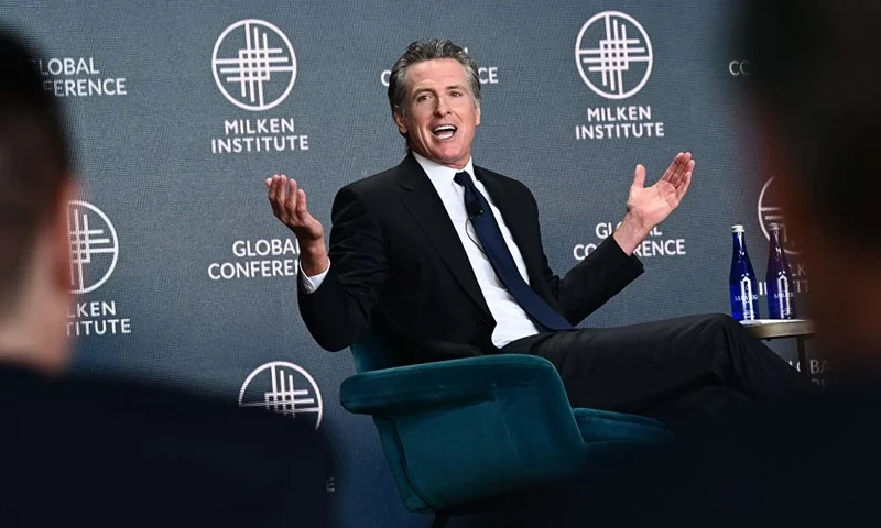 California Governor Gavin Newsom speaks during the Milken Institute Global Conference in Beverly Hills, California on May 2, 2023. (Photo by Patrick T. Fallon / AFP) (Photo by PATRICK T. FALLON/AFP via Getty Images)