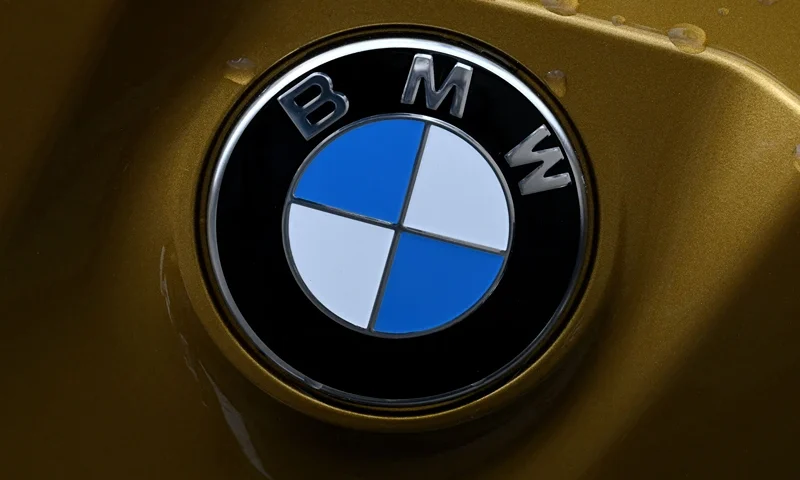 GERMANY-ECONOMY-AUTOMOBILE-AGM-BMW The company logo of German carmaker BMW is seen on a motorbike, pictured on May 10, 2023 in Munich, southern Germany. The shareholders' meeting of the carmaker BMW is to take place in Munich on May 11, 2023. (Photo by Christof STACHE / AFP) (Photo by CHRISTOF STACHE/AFP via Getty Images)