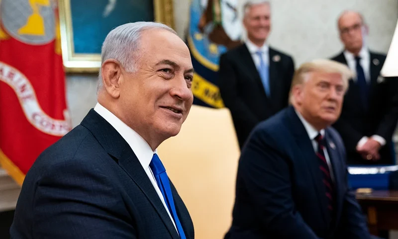 WASHINGTON, DC - SEPTEMBER 15: U.S. President Donald Trump and Prime Minister of Israel Benjamin Netanyahu participate in a meeting in the Oval Office of the White House on September 15, 2020 in Washington, DC. Netanyahu is in Washington to participate in the signing ceremony of the Abraham Accords. (Photo by Doug Mills/Pool/Getty Images)