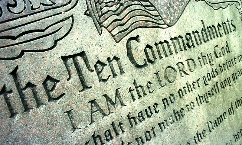 Ten Commandments Sculpture Lawsuit 391223 04: A 42-year-old Ten Commandments sculpture is on display in front of city hall June 27, 2001 in Grand Junction, CO. The sculpture became a target of controversy betweem the ACLU and the Christian Coalition''s American Center for Law and Justice when the ACLU began a legal offensive aimed at removing displays of the Ten Commandments from city halls and other civic buildings throughout the United States. (Photo by Michael Smith/Getty Images)