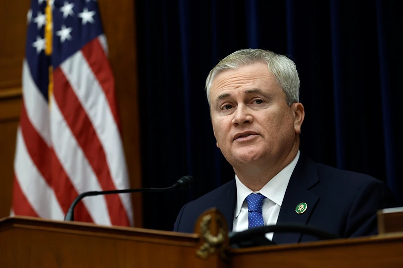 House Oversight And Reform Committee Holds Hearing On Waste And Fraud In Federal Pandemic Spending
WASHINGTON, DC - FEBRUARY 01: U.S. Rep. James Comer (R-KY), Chairman of the House Oversight and Reform Committee, delivers remarks during a hearing in the Rayburn House Office Building on February 01, 2023 in Washington, DC. The committee held the hearing to discuss COVID Pandemic Federal Spending. (Photo by Anna Moneymaker/Getty Images)