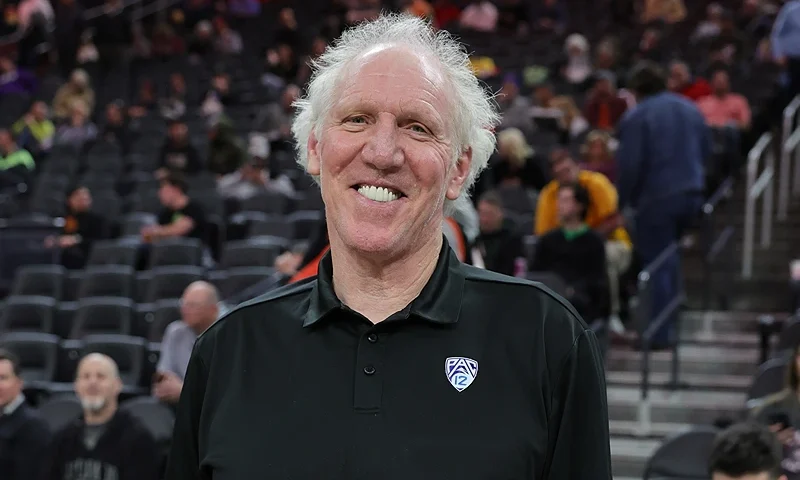 LAS VEGAS, NEVADA - MARCH 08: Sportscaster and former NBA player Bill Walton poses before broadcasting a first-round game of the Pac-12 basketball tournament between the Oregon State Beavers and the Arizona State Sun Devils at T-Mobile Arena on March 08, 2023 in Las Vegas, Nevada. (Photo by Ethan Miller/Getty Images)