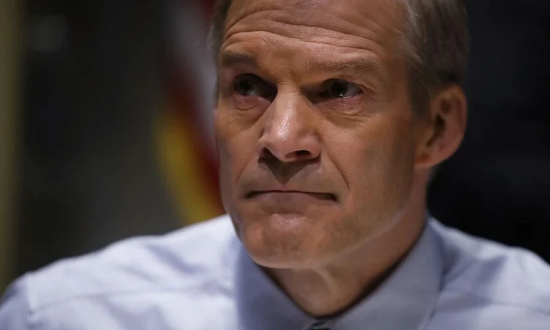 NEW YORK, NEW YORK - APRIL 17: Chair Rep. Jim Jordan (R-OH) holds a House Judiciary Committee field hearing in Manhattan at the Javits Federal Building on violent crime in the city on April 17, 2023 in New York City. Jordan has been a leading critic of Manhattan District Attorney Alvin Bragg since he announced that a grand jury had indicted former president Donald Trump in an alleged hush money scheme to silence adult film star Stormy Daniels before the presidential election in 2016. Bragg has criticized the congressional inquiry as unconstitutional. (Photo by Spencer Platt/Getty Images)