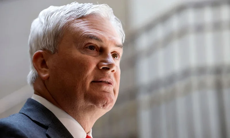 WASHINGTON, DC - JUNE 05: House Oversight and Accountability Committee Chairman James Comer (R-KY) speaks to reporters after attending an FBI briefing in the House Sensitive Compartmented Information Facility (SCIF) at the U.S. Capitol Building on June 05, 2023 in Washington, DC. The chairman and ranking member of the House Oversight and Accountability Committee attended the briefing to review documents pertaining to U.S. President Joe Biden's alleged acceptance of a bribe as vice president, from a foreign national. (Photo by Anna Moneymaker/Getty Images)