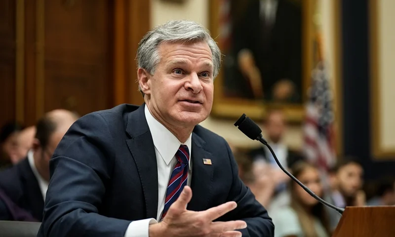 WASHINGTON, DC - JULY 12: FBI Director Christopher Wray testifies during a House Judiciary Committee hearing about oversight of the Federal Bureau of Investigation on Capitol Hill July 12, 2023 in Washington, DC. Conservative House Republicans claim that the FBI and other federal law enforcement agencies have been "weaponized" against conservatives, including former U.S. President Donald Trump and his allies. Wray defended the FBI workforce, emphasizing that the agency protects Americans every day "from a staggering array of threats." (Photo by Drew Angerer/Getty Images)