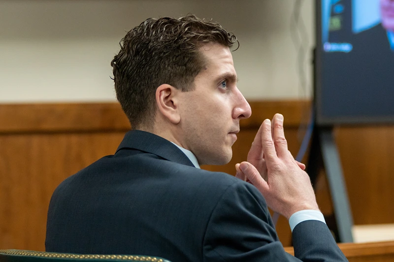 Murder Suspect Bryan Kohberger Attends Pre-Trial Hearing In Idaho
MOSCOW, IDAHO - OCTOBER 26: Bryan Kohberger listens to arguments during a hearing to overturn his grand jury indictment on October 26, 2023 in Moscow, Idaho. Kohberger, a former criminology PhD student, was indicted earlier this year in the November 2022 killings of Madison Mogen, 21; Kaylee Goncalves, 21; Xana Kernodle, 20; and Ethan Chapin, 20, in an off-campus apartment near the University of Idaho. (Photo by Kai Eiselein-Pool/Getty Image