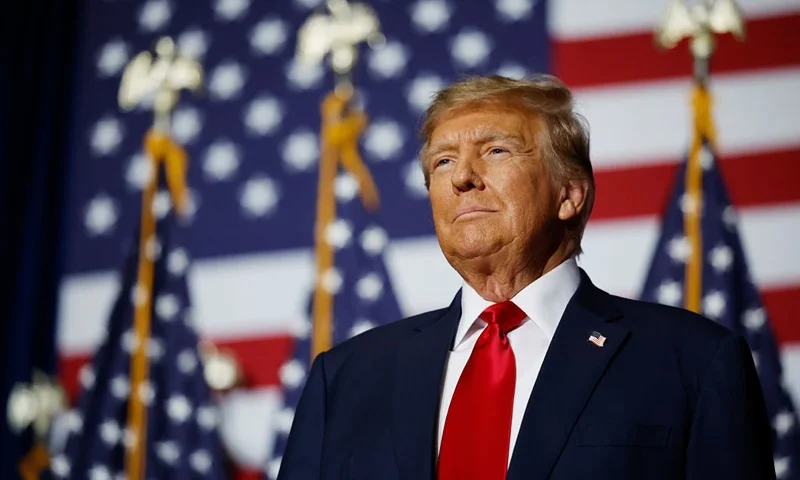 DES MOINES, IOWA - JANUARY 15: Former President Donald Trump speaks at his caucus night event at the Iowa Events Center on January 15, 2024 in Des Moines, Iowa. Iowans voted today in the state’s caucuses for the first contest in the 2024 Republican presidential nominating process. Trump has been projected winner of the Iowa caucus. (Photo by Chip Somodevilla/Getty Images)